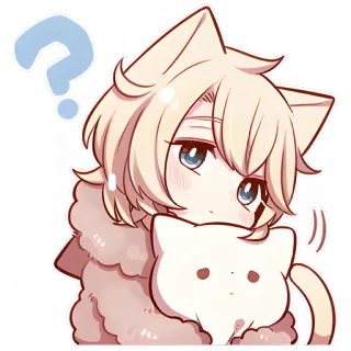 🤔 gatto, anime, sticker, domanda, kawaii, carino whatsapp sticker