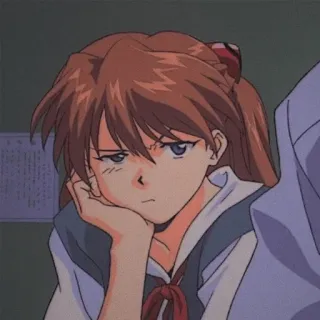 ♥️ Asuka Langley Soryu Neon Genesis Evangelion Anime, Personaje, Chica, Expresión, Pelo rojo telegram sticker