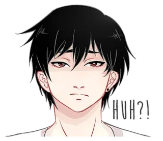 😤 HUH?! styl anime, pytający, ekspresja, młodzież, zaskoczony, zmieszany, manga whatsapp sticker