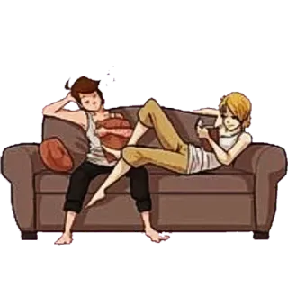 🖤 Dessin animé, Canapé, Détente, Amis, Personnes telegram sticker