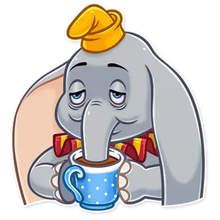 ☕️ Dumbo Elefant, Disney, Cartoon, schläfrig, Kaffee whatsapp sticker