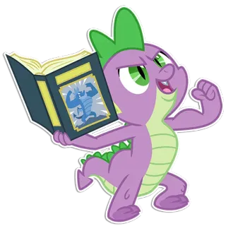 📓 Spike My Little Pony cartoon, dragon, animal, friendship, book, muscle telegram sticker
