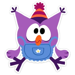 😫 gufo, cartone animato, adesivo, viola, animale, carino telegram sticker