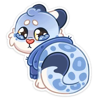 😢 สติกเกอร์, น่ารัก, สัตว์, การ์ตูน, เสือดาวหิมะ, ผ้าพันคอ whatsapp sticker