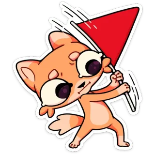 🚩 dessin animé, chat, animal, mignon, drapeau rouge, autocollant, illustration telegram sticker