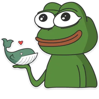 🐳 Pepe the Frog pepe, frog, whale, love, heart, animal telegram sticker