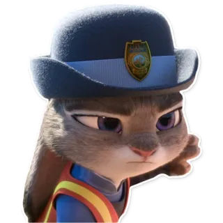 😕 Judy Hopps Zootopia lapin, police, officier, dessin animé, animal, mignon whatsapp sticker