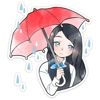 ☔️ paraplu, regen, verdrietig, meisje, anime, huilen telegram sticker