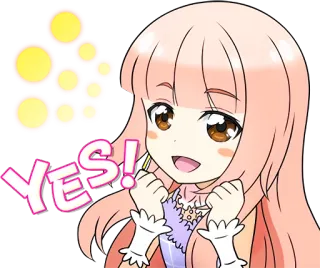 🤩 YES! anime, kreskówka, tak, pozytywny, świętowanie, kobieta telegram sticker