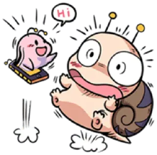 😱 Hi Cartoon, Niedlich, Schnecke, Hallo, Gruß telegram sticker