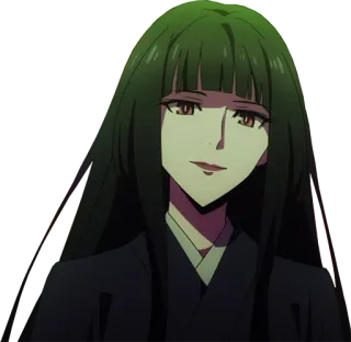 😈 Anime, Frau, Charakter, grüne Haare, lange Haare, Porträt whatsapp sticker