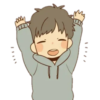 🙋‍♂️ cartone animato, ragazzo, felice, carino, anime, chibi, festa telegram sticker