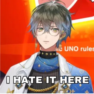 🙃 I HATE IT HERE Ike Eveland, Vtuber, Meme, Odio estar aquí telegram sticker