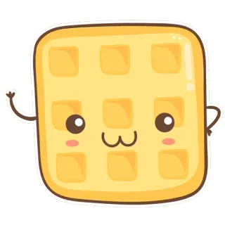 😁 waffle, comida, desenho animado, kawaii, fofo, café da manhã, doce telegram sticker
