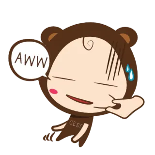 😵 AWW Kreskówka, Słodki, Kawaii, Emocje, Uroczy, Wyraz telegram sticker