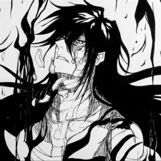 😋 Ulquiorra Cifer Bleach 울키오라, 블리치, 애니메이션, 만화, 슬픈, 우는, 캐릭터, 흑백 telegram sticker