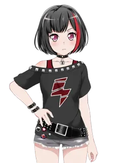 🙁 Anime, Chica, Banda, Rock, Música, Pantalones cortos, Rojo, Pelo telegram sticker
