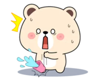 😁 ours, choqué, eau, renversé, dessin animé, mignon, kawaii whatsapp sticker