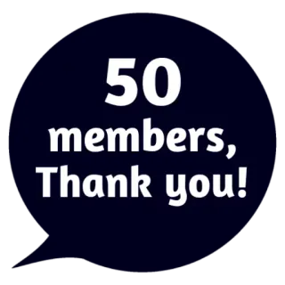 ❤ 50 members, Thank you! Mitglieder, Danke, Feier, Erfolg, Community whatsapp sticker