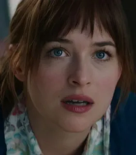 😲 wanita, potret, orang, wajah, close-up, Dakota Johnson telegram sticker