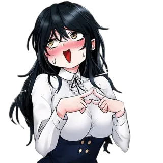 🫣 anime, kobieta, rumieniąca się, szczęśliwa, kreskówka telegram sticker
