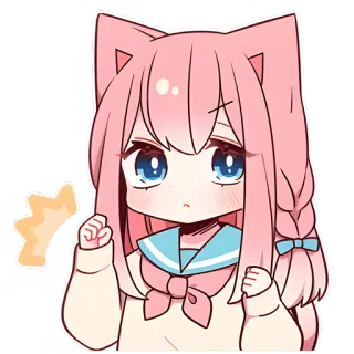 👌 dziewczyna anime, słodkie, manga, kawaii, kocia dziewczyna, różowe włosy, kreskówka telegram sticker