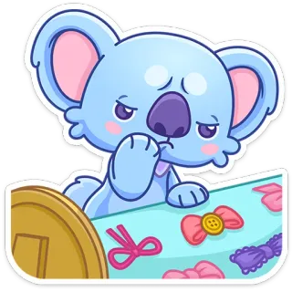 😕 コアラ, かわいい, 動物, 漫画, ステッカー, 悲しい, 青 telegram sticker