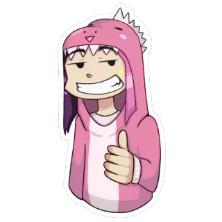 👍 만화, 공룡, 후드티, 좋아요, 분홍색, 귀여운, 쾌활한 telegram sticker