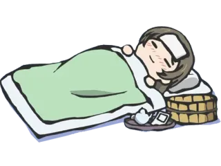 😪 malato, ammalato, letto, tè, cartone animato telegram sticker