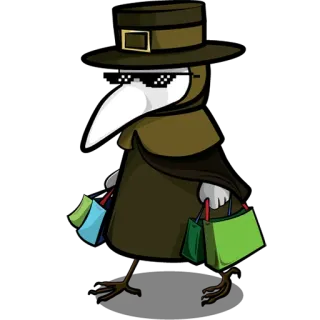 😎 médecin de peste, oiseau, shopping, lunettes de soleil, masque telegram sticker