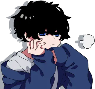 😤 anime boy, chán, hoạt hình, nghệ thuật kỹ thuật số, hình minh họa telegram sticker