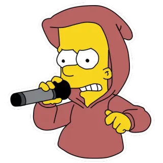🎤 Bart Simpson Bart Simpson, Simpsons, Cartoon, Hoodie, Microphone, Rapper, Yellow telegram sticker