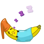 😴 zzz банан, спящий, мультфильм, фрукт telegram sticker