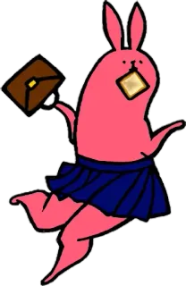 😜 Hase, Cartoon, Anthropomorph, Rock, Rosa, Aktenkoffer whatsapp sticker