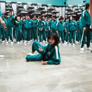 🌟 Squid Game Squid Game, tv show, Korean drama, survival game, green tracksuits telegram sticker