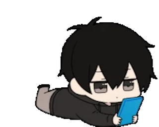 📱 Anime, Chibi, Personaggio, Carino, Dispositivo digitale, Capelli neri telegram sticker
