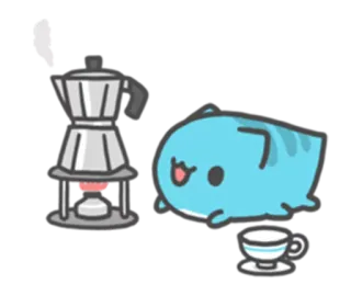 ☕ 고양이, 커피, 귀여운, 아침, 동물, 만화, 음료, 카와이 telegram sticker