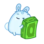 🤑 钱, 兔子, 可爱, 卡通, 动物, 财富 telegram sticker