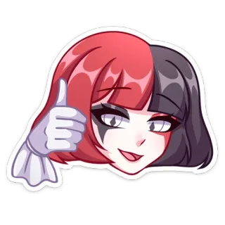 👍 Harley Quinn Harley Quinn, DC Comics, Jempol ke atas, Stiker, Kartun, Gaya anime telegram sticker