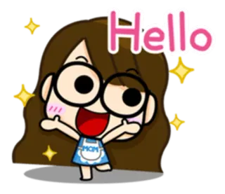 🙋 Hello hello, greeting, cute, cartoon, sparkle whatsapp sticker