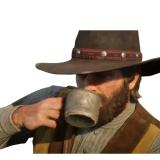 😐 Arthur Morgan Red Dead Redemption 2 Cowboy, Uomo, Bere, Cappello, Western telegram sticker