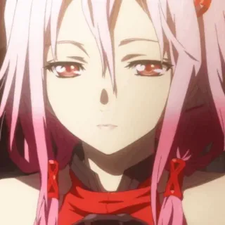 🍧 Inori Yuzuriha Guilty Crown Anime, Dziewczyna, Różowe włosy, Czerwone oczy, Postać, Inori Yuzuriha, Guilty Crown telegram sticker
