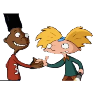 👍 Arnold Hey Arnold! мультфильм, Nickelodeon, дружба, рукопожатие whatsapp sticker