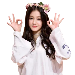 👌 donna, corona di fiori, gesto della mano, bella, carina telegram sticker