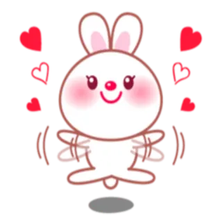 😊 bunny, rabbit, cute, hearts, love, kawaii, adorable whatsapp sticker