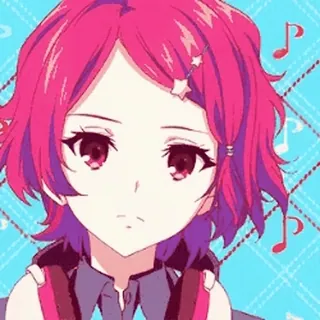 😮 anime, music, girl, pink hair, headphones, cartoon telegram sticker