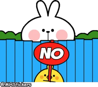 👎 NO coniglio, anatra, no, divieto, cartone animato telegram sticker