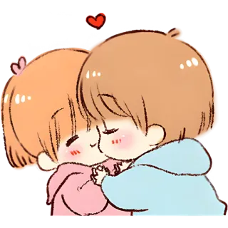 😘 tình yêu, hôn, dễ thương, hoạt hình, cặp đôi, ôm, tình cảm whatsapp sticker