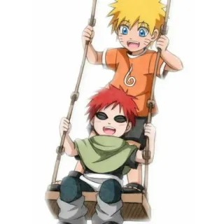 😄 Naruto anime, cartoon, swing, friendship, cheerful telegram sticker