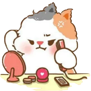 🧖‍♀ แมว, แต่งหน้า, โกรธ, น่ารัก, สติกเกอร์ telegram sticker